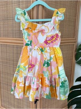 Janie and Jack Floral Dress in Yellow and Pink Size: 3T| Summer, Vacay Ready